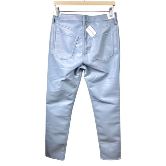 NEW GOLDSIGN The Stacked Roya Straight-Leg Leather Jeans in Jubilee Blue Size 27 - Picture 7 of 10